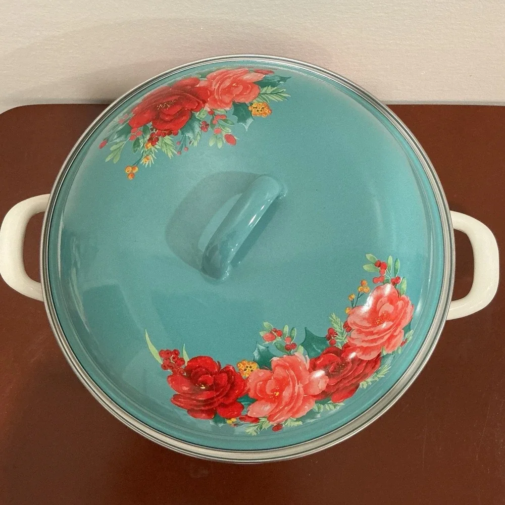 Pioneer Woman Cheerful Rose Dutch Oven 4 Qt EUC Floral